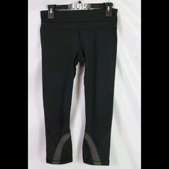 Lululemon Run Inspire Crop II BLACK GRAY WOMEN'S SIZE 6 CAN NOT FIND SIZE TAG - Picture 1 of 7